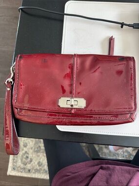 Red Patent Leather Coach Wristlet Clutch